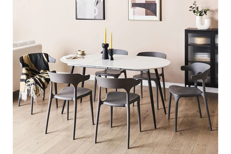 Castellana Spisebord Uttrekkbart 120-160x80 cm - Hvit Svart - Møbler - Bord - Spisebord & kjøkkenbord