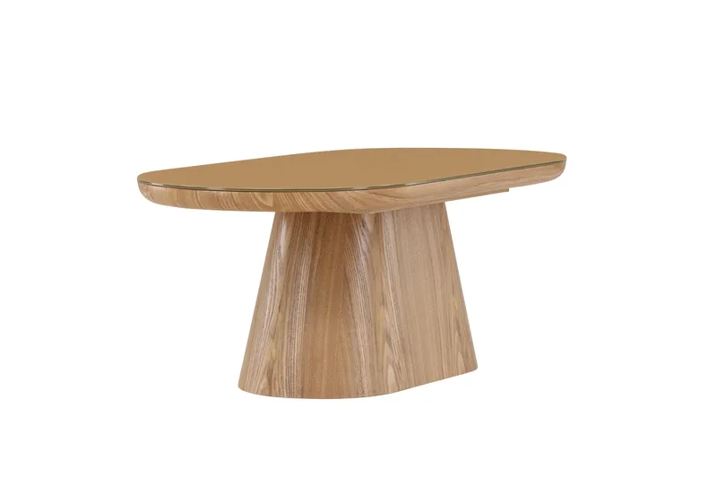 Castor Ovalt Salongbord i Glass med Understell i Tre - Beige - Møbler - Bord - Sofabord