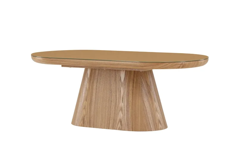 Castor Ovalt Salongbord i Glass med Understell i Tre - Beige - Møbler - Bord - Sofabord