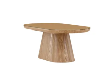 Castor Ovalt Salongbord i Glass med Understell i Tre - Beige - Møbler - Bord - Sofabord
