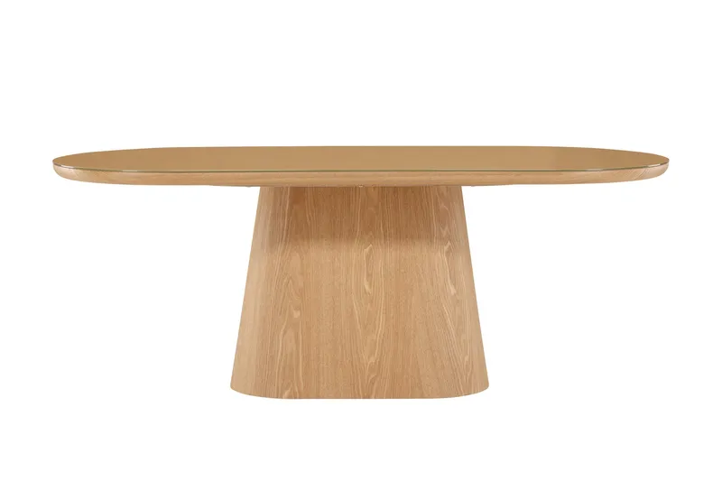 Castor Stort Ovalt Spisebord 200 cm med Glassplate og Eikeutseende, Brun