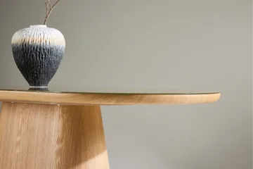 Castor Stort Ovalt Spisebord 200 cm med Glassplate og Eikeutseende - Brun - Møbler - Bord - Spisebord & kjøkkenbord