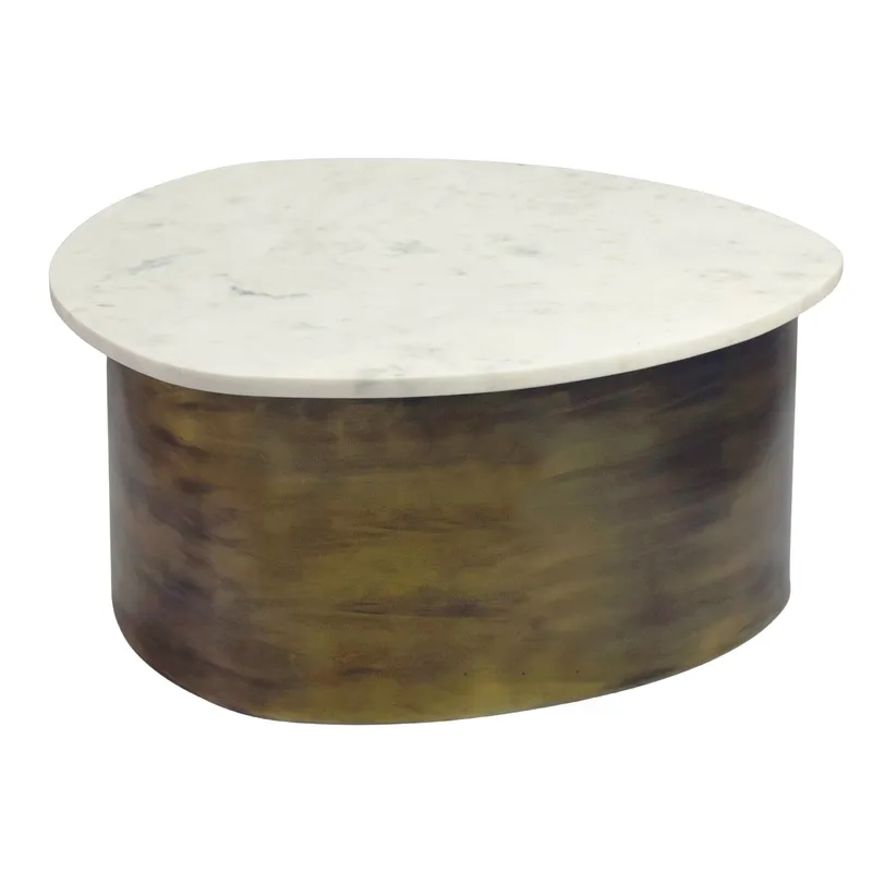 Cedrik sofabord med marmorplate, hvit / gull