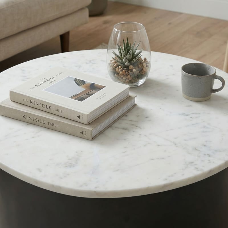 Cedrik sofabord med marmorplate - hvit / svart - Møbler - Bord - Sofabord