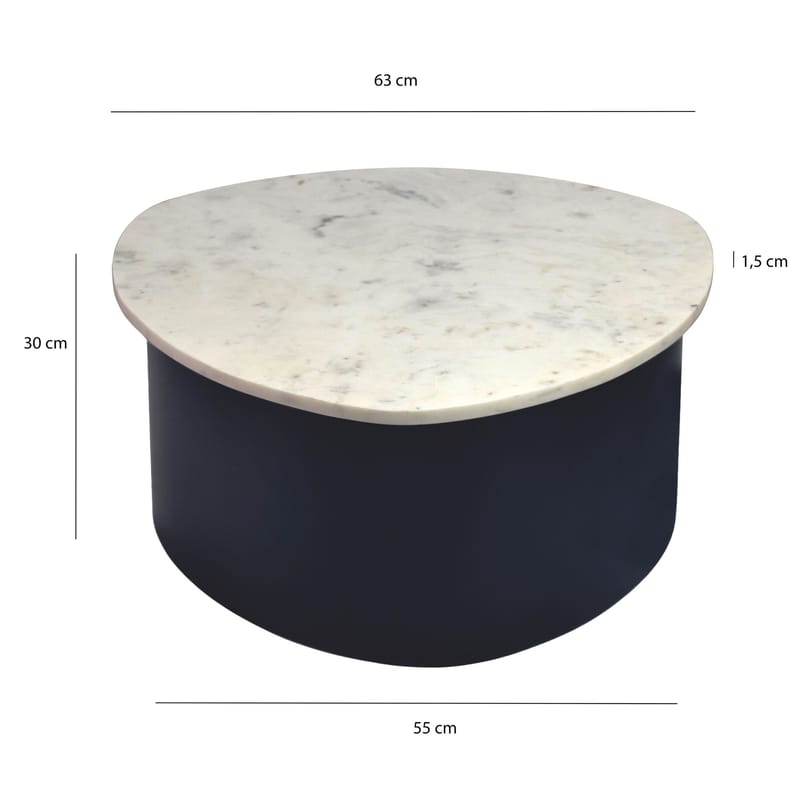 Cedrik sofabord med marmorplate - hvit / svart - Møbler - Bord - Sofabord