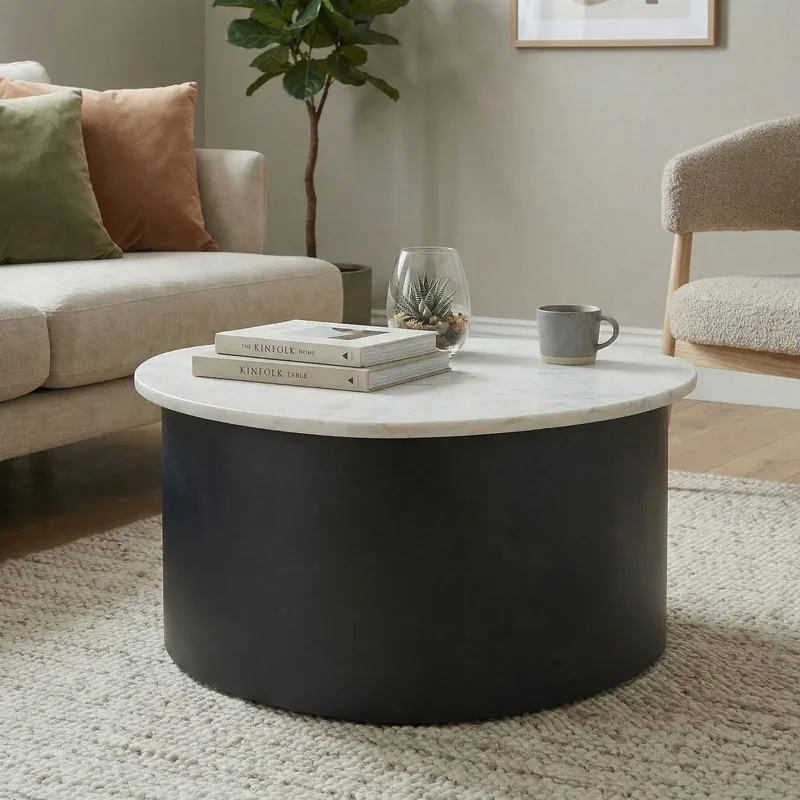 Cedrik sofabord med marmorplate - hvit / svart - Møbler - Bord - Sofabord