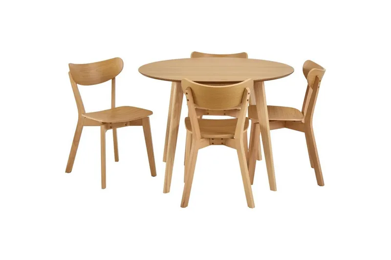 Celtik Spisegruppe Rund 105 Cm + 4 Spisestuestoler - Beige - Møbler - Bord - Spisegrupper