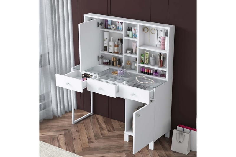 Ceris Sminkebord 120 cm - Hvit - Møbler - Bord - Sminkebord & toalettbord