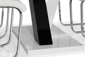 Cesi Spisegruppe 140 cm med 4 Cibus Stol - Hvit/Svart/Svart PU/Krom - Møbler - Bord - Spisegrupper