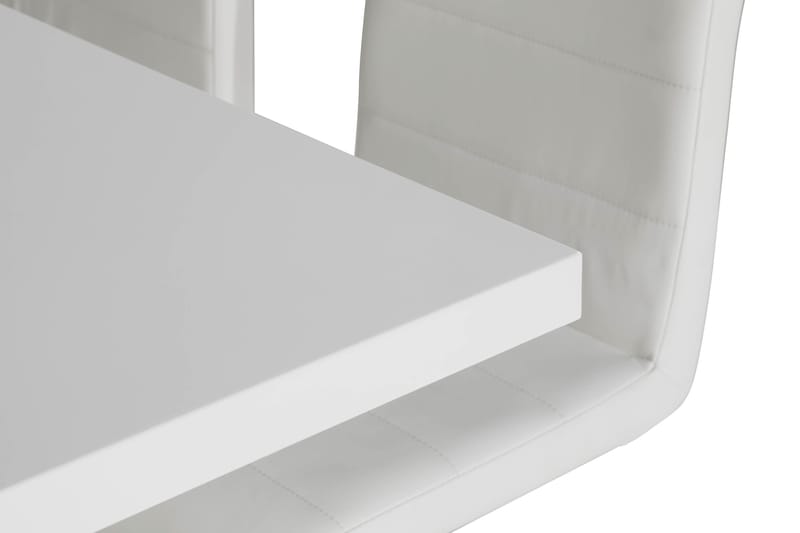 Cesi Spisegruppe 140 cm med 4 Cibus Stol - Hvit/Svart/Svart PU/Krom - Møbler - Bord - Spisegrupper