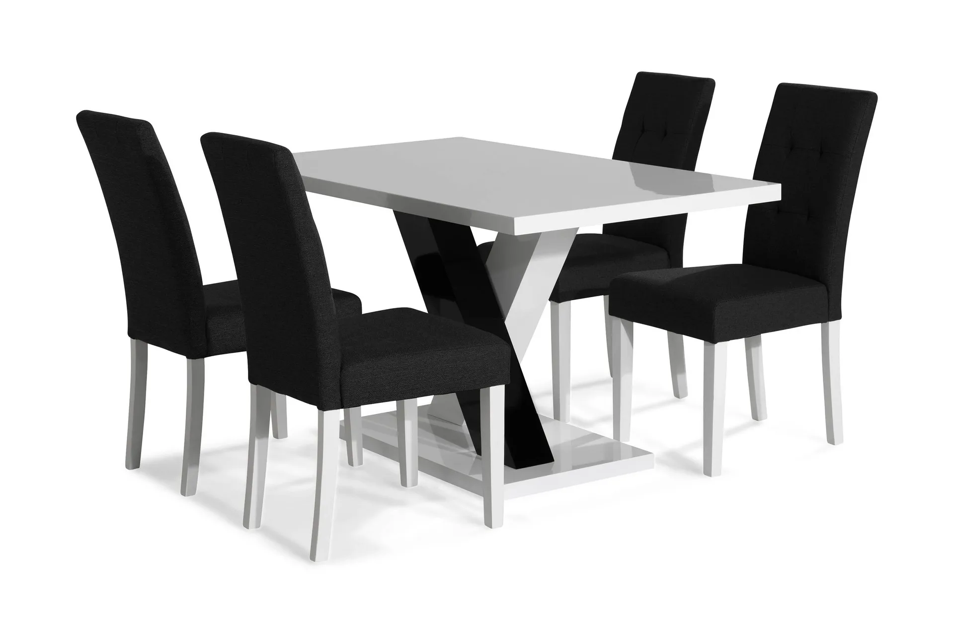 Cesi Spisegruppe 140 cm med 4 Viktor Stol - Hvit/Svart/Svart PU
