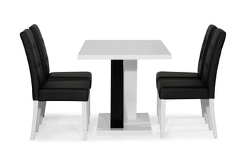 Cesi Spisegruppe 140 cm med 4 Viktor Stoler - Hvit/Svart/Svart PU - Møbler - Bord - Spisegrupper