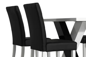 Cesi Spisegruppe 140 cm med 4 Viktor Stoler - Hvit/Svart/Svart PU - Møbler - Bord - Spisegrupper