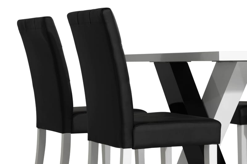 Cesi Spisegruppe 140 cm med 4 Viktor Stoler - Hvit/Svart/Svart PU - Møbler - Bord - Spisegrupper