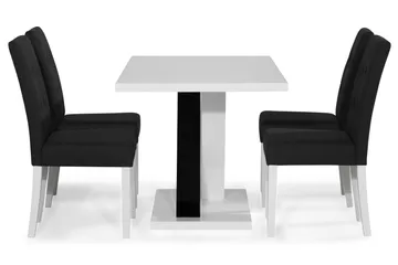 Cesi Spisegruppe 140 cm med 4 Viktor Stoler - Hvit/Svart/Svart PU - Møbler - Bord - Spisegrupper