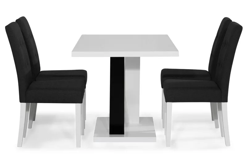 Cesi Spisegruppe 140 cm med 4 Viktor Stoler - Hvit/Svart/Svart PU - Møbler - Bord - Spisegrupper