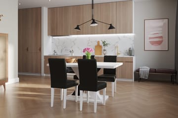 Cesi Spisegruppe 140 cm med 4 Viktor Stoler - Hvit/Svart/Svart PU - Møbler - Bord - Spisegrupper