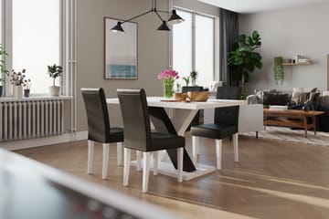 Cesi Spisegruppe 140 cm med 4 Viktor Stoler - Hvit/Svart/Svart PU - Møbler - Bord - Spisegrupper