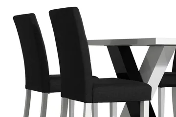 Cesi Spisegruppe 140 cm med 4 Viktor Stoler - Hvit/Svart/Svart PU - Møbler - Bord - Spisegrupper