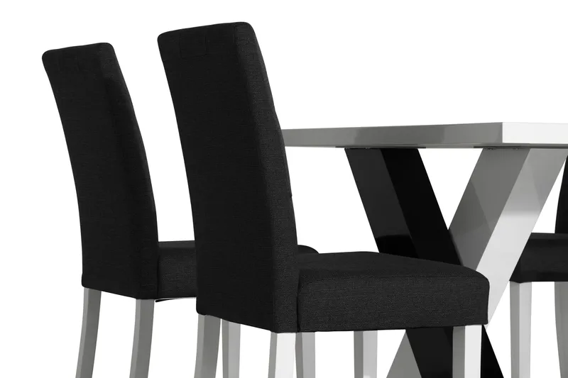 Cesi Spisegruppe 140 cm med 4 Viktor Stoler - Hvit/Svart/Svart PU - Møbler - Bord - Spisegrupper
