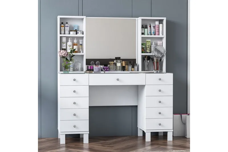 Ceylon Sminkebord 120 cm - Hvit - Møbler - Bord - Sminkebord & toalettbord - Sminkebord med speil