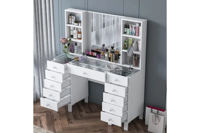 Ceylon Sminkebord 120 cm - Hvit - Møbler - Bord - Sminkebord & toalettbord - Sminkebord med speil
