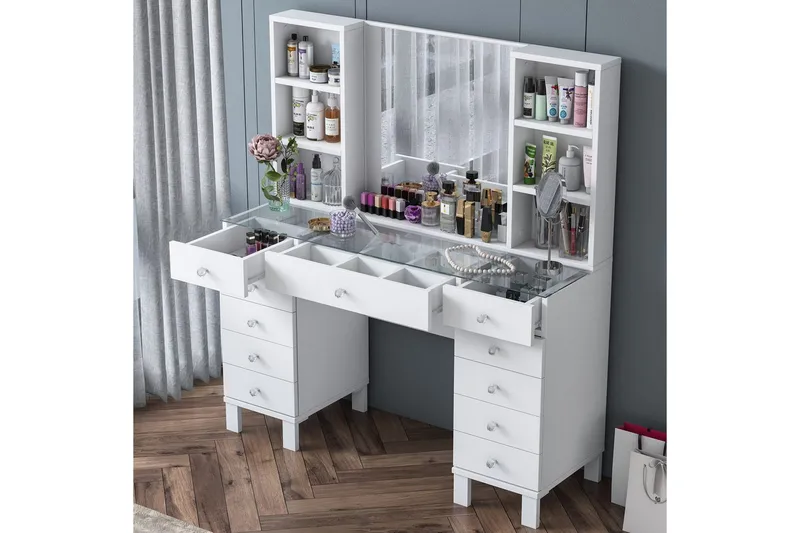 Ceylon Sminkebord 120 cm - Hvit - Møbler - Bord - Sminkebord & toalettbord - Sminkebord med speil