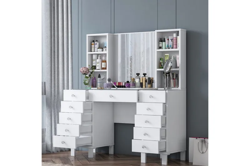Ceylon Sminkebord 120 cm - Hvit - Møbler - Bord - Sminkebord & toalettbord - Sminkebord med speil