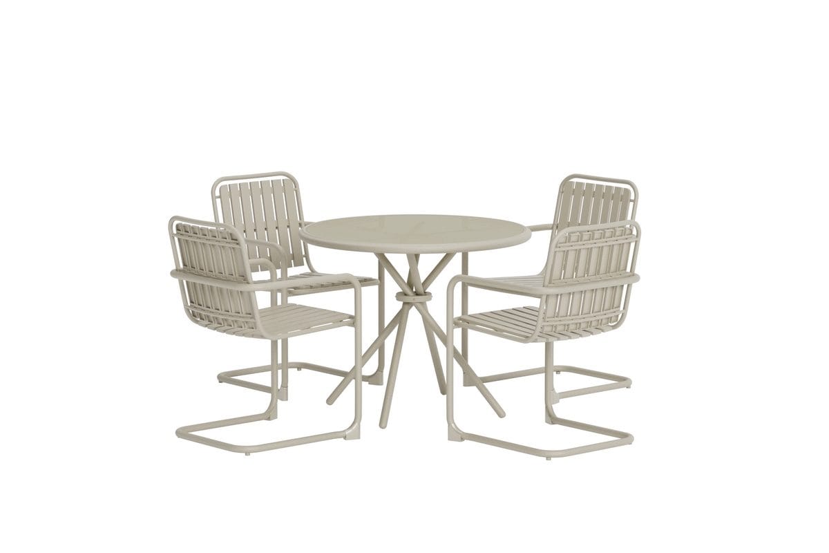 Chios spisegruppe 90 cm med 4 stoler utendørs - Beige