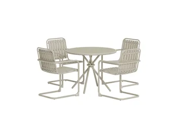 Chios spisegruppe 90 cm med 4 stoler utendørs - Beige - Møbler - Bord - Spisegrupper