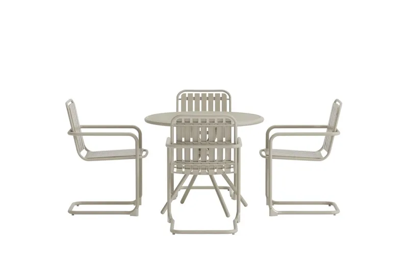 Chios spisegruppe 90 cm med 4 stoler utendørs - Beige - Møbler - Bord - Spisegrupper