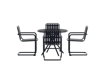 Chios spisegruppe 90 cm med 4 stoler utendørs - Svart - Møbler - Bord - Spisegrupper