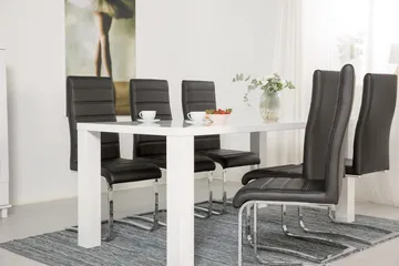 Cibus Spisegruppe med 6 Stoler - Hvit/Svart - Møbler - Bord - Spisegrupper