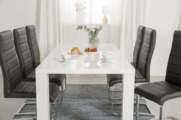 Cibus Spisegruppe med 6 Stoler - Hvit/Svart - Møbler - Bord - Spisegrupper