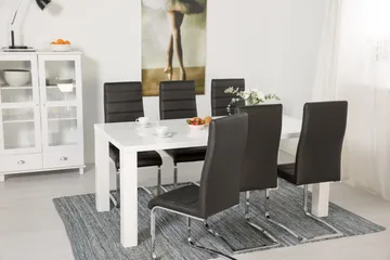 Cibus Spisegruppe med 6 Stoler - Hvit/Svart - Møbler - Bord - Spisegrupper