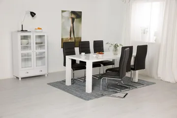 Cibus Spisegruppe med 6 Stoler - Hvit/Svart - Møbler - Bord - Spisegrupper