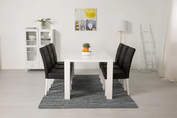 Cibus Spisegruppe med 6 Viktor Stoler - Hvit/Svart PU - Møbler - Bord - Spisegrupper