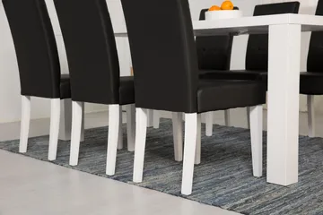 Cibus Spisegruppe med 6 Viktor Stoler - Hvit/Svart PU - Møbler - Bord - Spisegrupper