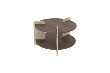 Cindral sofabord 70 cm rundt - Valnøtt og Travertin - Møbler - Bord - Sofabord