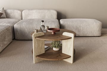 Cindral sofabord 70 cm rundt - Valnøtt og Travertin - Møbler - Bord - Sofabord