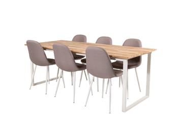 Cirebon Spisegruppe 200 cm Rektangulær med 6 Polar Stoler - Grå - Møbler - Bord - Spisegrupper