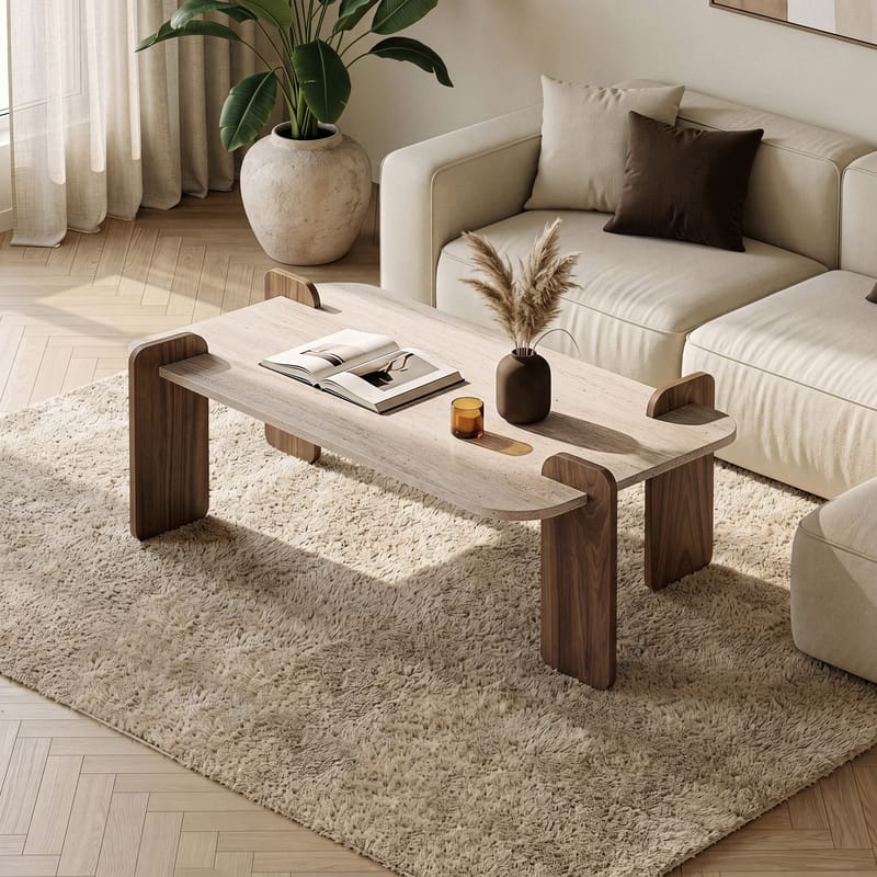 Coffee Table Nordure Travertin Valnöt - Møbler - Bord - Sofabord