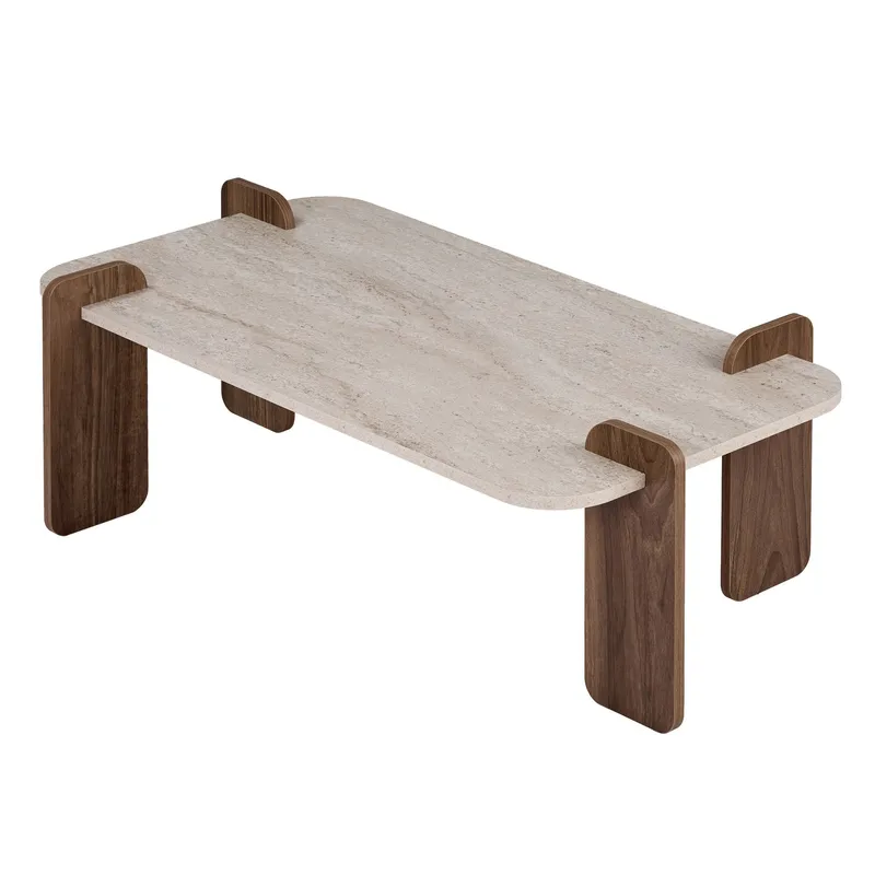 Coffee Table Nordure Travertin Valnöt, undefined