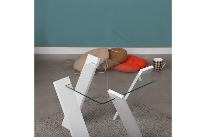 Comfortale Mini Sofabord 57 cm - Glass/Hvit - Sofabord