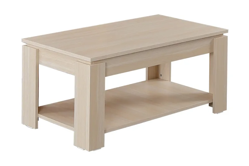 Comfortale Sofabord 104 cm med Oppbevaringshylle, Lyse Eikefarge