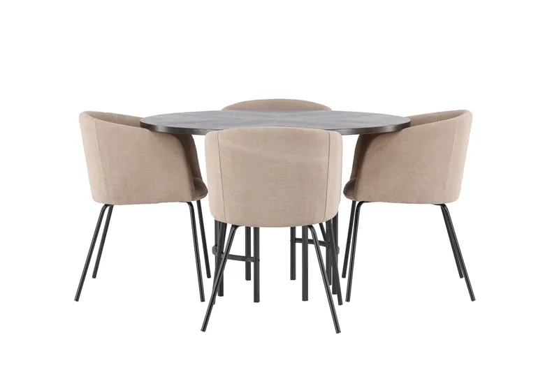 Copenhagen Matgruppe 115 cm Rund med 4 Berit stoler, Beige