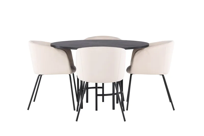 Copenhagen Matgruppe 115 cm Rund med 4 Berit stoler - Beige - Møbler - Bord - Spisegrupper
