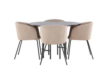 Copenhagen Matgruppe 115 cm Rund med 4 Berit stoler - Beige - Møbler - Bord - Spisegrupper