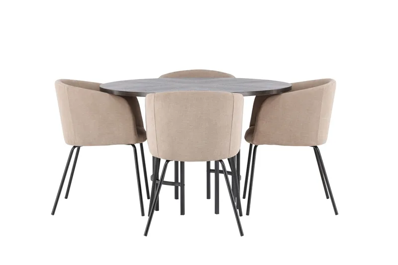Copenhagen Matgruppe 115 cm Rund med 4 Berit stoler - Beige - Møbler - Bord - Spisegrupper