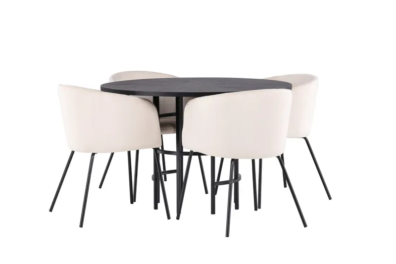 Copenhagen Matgruppe 115 cm Rund med 4 Berit stoler - Beige - Møbler - Bord - Spisegrupper